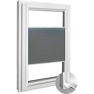 Home-Vision Kassettenplissee ohne Bohren zum Kleben nach Maß mit Schienen | Plissee Alu-Gehäuse mit Schienen, Sonnenschutz für Fenster, Höhe 50–149 cm, Breite 25–120 cm