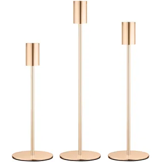 AiiBowy Kerzenständer Gold 3 Set, 22/27/32cm Kerzenständer Stabkerzen, Hoch Metall Stabkerzenhalter, Kerzenhalter Adventskranz für Romantisches Candle Light Dinner,Jubiläum,Hochzeitsfeier (Gold)