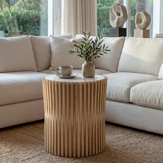 Beistelltisch HWC-N31, Couchtisch Kaffeetisch Loungetisch Blumentisch Nachttisch Tisch, Tanne Holz Ø