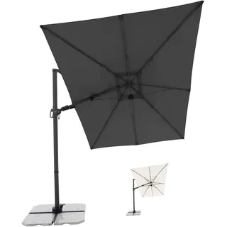 Doppler Style Sonnenschirm für den Garten | Ampelschirm 220 x 300 cm in Dunkelgrau | um 360° drehbar - Sonnenschirm groß mit Standkreuz | neig- und schwenkbarer Pendelschirm für Garten & Terrasse