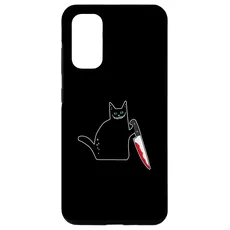 Hülle für Galaxy S20 Lustige schwarze Katze mit blutigem Messer Grinse Katze