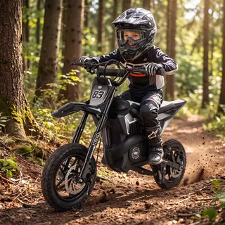 Actionbikes Motors Kinder Elektro Motorrad Raider (Schwarz) | 24 Volt 250 Watt Motor bis 22 km/h | Dirt Bike | Electric Bike | Motocross | Pocketbikes | Pocketbike | Ab 8 Jahren