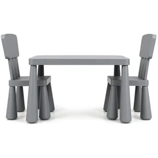 Costway Kindertisch mit 2 Stühlen grau(3-tlg) , Grau , Kunststoff , 76.5x49.5x54.5 cm , Babymöbel & Kindermöbel, Kinderzimmer & Jugendzimmer, Kindersitzgruppe