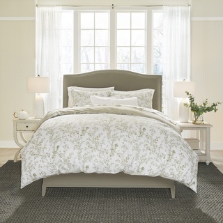 Laura Ashley Home | Lindy Collection | Bettbezug-Set – 100% Baumwolle, wendbar, mittelschwere Bettwäsche mit Knopfverschluss, inklusive passendem Kissenbezug, King-Size-Bett, Grün