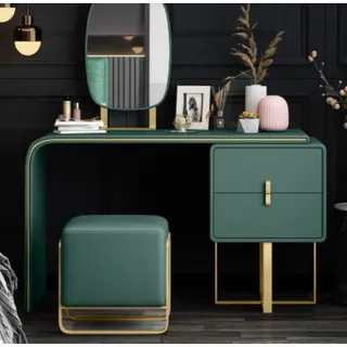JV Möbel Schminktisch + Hocker - Grün, Gold