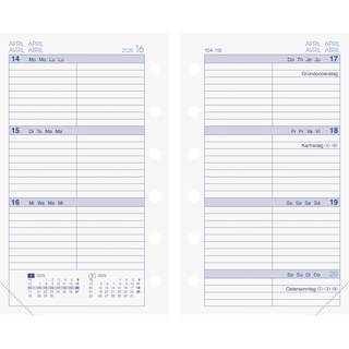Brunnen Wochenkalendarium MINI+ (2025), 2 Seiten = 1 Woche, A7, 128 Seiten