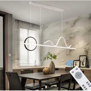 LED Pendelleuchte TY8279-1000 mit Fernbedienung/Handy App Lichtfarbe/Helligkeit einstellbar Acryl-Schirm weiß lackierte Metallrahmen Design A - Weiß