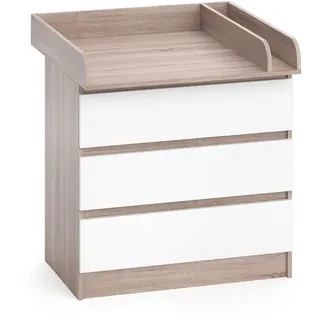 Vicco Wickelkommode Emma Weiß/Sonoma 80 x 78 cm , Sonoma Eiche, Sonoma Eiche , Holzwerkstoff , 3 Fächer , 3 Schubladen , Rechteckig , 80x87x76 cm , Babymöbel & Kindermöbel, Babyzimmer, Wickelkommoden & Zubehör, Wickelkommoden