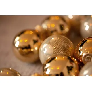 Krebs & Sohn 20er Set Glas Christbaumkugeln-Weihnachtsbaum Deko zum Aufhängen-Weihnachtskugeln 5,7 cm, Braun/Silber/Gold, (5,7cm Ø Durchmesser)