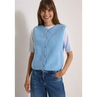 Plüschweste CECIL, Damen, Gr. XL (44), easy blau, Plüsch, Obermaterial: 100% Polyester, unifarben, hüftlang, V-Ausschnitt, Westen Plüschweste, Softshelldetails, V-Ausschnitt, unifarben