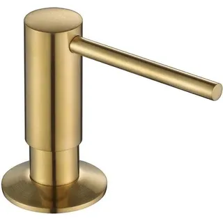 Unyqoos® Seifenspender in Kupferoptik, 500 ml – eleganter Küchen-Spender mit 360° drehbarem Pumpkopf, Messing & PE, säure- und korrosionsbeständig - Gold