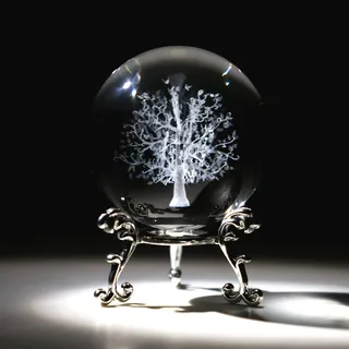ZEERSHEE 60 mm 3D Kristallkugel „Baum des Lebens“ mit Ständer lasergravierter Glas-Briefbeschwerer, Deko, Handwerk, Geschenk