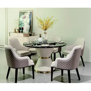 Esszimmer Design Möbel Stuhlgruppe Tisch 4 Lehn Stühle Set Garnitur Neu 5 tlg. - Weiß
