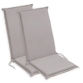 sleepling Hochlehner Auflagen 2er Set, Sitzauflagen, 120x50 cm, Taupe | bequeme Gartenstuhlauflagen, Stuhlauflagen für Gartenmöbel, waschbar, Befestigungsbänder, 6 cm dick, OEKO-TEX, Made in EU