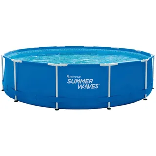 Summer Waves Frame Pool 366x84cm inkl Pumpe&Abdeckung Starker Metallrahmen, 3-la