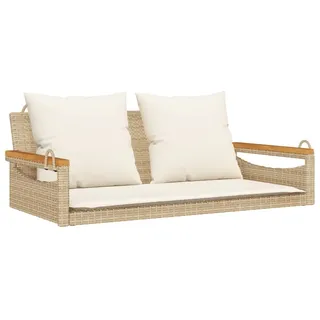 vidaXL Hängebank mit Kissen Beige 109x62x40 cm Poly Rattan - Beige