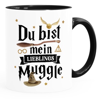 Moonworks® Kaffee-Tasse Du bist mein Lieblingsmuggle Lieblingsmensch Geschenk Partner Freund beste Freundin weiß-innen-schwarz standard