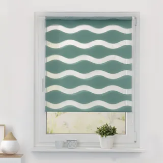 Doppelrollo LICHTBLICK ORIGINAL "Welle Klemmfix, ohne Bohren" Gr. 9, grün (salbei, weiß, weiß), B:90cm H:220cm, Polyester, Rollos, Doppelrollo, Lichtdurchlässig und blickdicht, Klemmbar, unkomplizierte Montage