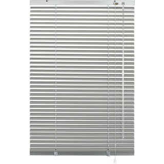 Deco Company Alu-Jalousie ohne Bohren, Zum Klemmen, Inkl. Klemmträgern, Sichtschutz, Lichtschutz, Blendschutz, Aluminium-Jalousie, Silber, 75 x 130 cm