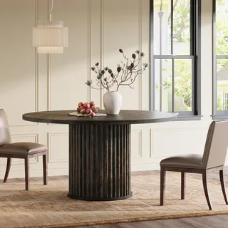 Esstisch Rund 120cm Schwarz für 4-6 Personen mit Metallgestell - Schwarz