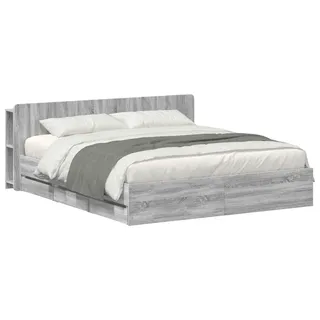 vidaXL Bettgestell mit Stauraum und Kopfteil Sonoma-Grau 180 x 200 cm - Grau