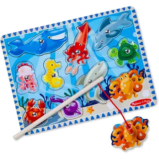 Melissa & Doug - Angelspiel für Kinder ab 3 Jahre, Fische Angeln Spiel, Motorikspielzeug magnetisches Holzpuzzle Fisch und Angelspiel Holz, für Kinder ab 3 Jahren
