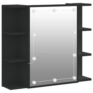 vidaXL Spiegelschrank mit LED Schwarz 70x16,5x60 cm