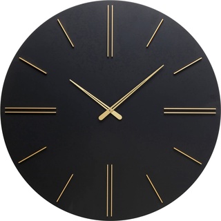 Kare Design Wanduhr Luca, Schwarz/Gold, 70cm Durchmesser, Quarzuhrwerk, Große Uhr, Wanddeko, Küche, Minimalistisches Design, Aluminium, Batterie Nicht inklusive