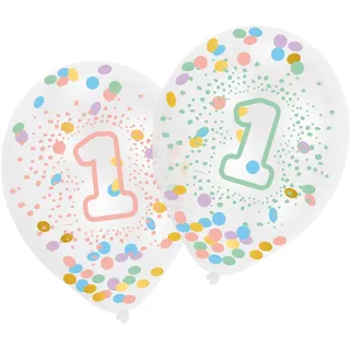 Amscan Konfetti Latex 11 Zoll Luftballons 6 Stück First Birthday
