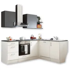 Bild CORNER 220 Moderne Eckküche ohne Elektrogeräte in Weiß, Anthrazit - Geräumige Küchenzeile L-Form mit viel Stauraum - 220 x 211 x 175 cm (B/H/T)