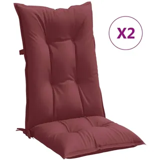 vidaXL Hochlehner-Auflagen 2 Stk. Melange Weinrot 120x50x7 cm Stoff - Rot