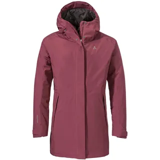 Schöffel Damen Parka Style Froda WMS, atmungsaktiver, wasserdichter Parka mit 2-Wege-Stretch, leichte Outdoorjacke mit verstellbarer Kapuze, acai, 36