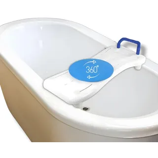 Mobiclinic, Badewannenbrett senioren, Modell océano, Europäische Marke, Drehbarer Sitz, 360o, Badewannensitz mit haltegriff, Badesitz für Erwachsene, Wannensitz, Bis zu 100 kg, Weiß & blau