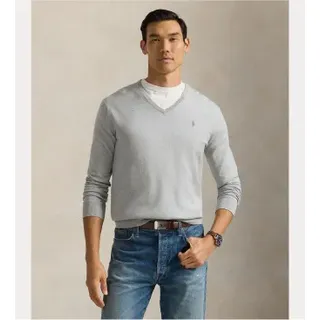 Polo Ralph Lauren für Herren. 710670789002 Slim Fit Pullover grau (L), Lässig, Baumwolle