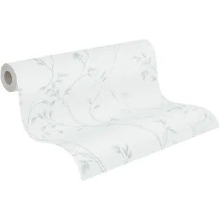 A.S. Création Pure Elegance Vliestapete mit floralem Muster 0,53 x 10,05 m – Weiß, Grau - Tapete mit Blumenranken Made in Germany - 397673