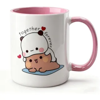 Bubu Dudu Tasse 330ml, Dudu Bubu Cappuccino Tassen, Kaffeetasse Groß für Paare, Tasse Liebespaar, Keramik Tasse für Tee und Kaffee, Bär und Panda Lustige Tassen, Pärchen Geschenke für Dein Lieblings