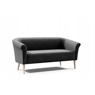 GUTTO Skandinavisches Sofa 3 Sitzer --LILIE-- Dunkelgrau Sitzbank Velour Lieferung 7 Tage - hohe Beine aus Holz in Schwarz Weiẞ Buche - Dunkelgrau