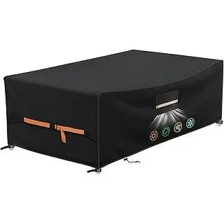 Abdeckung Gartenmöbel, Hochwertige 420D Oxford Gewebe Abdeckplane Gartenmöbel, 250x150x90cm Wetterfest Schutzhülle Gartentisch mit Lüftungsfenster,Perfekte Schutz für Garten- und Balkonmöbel