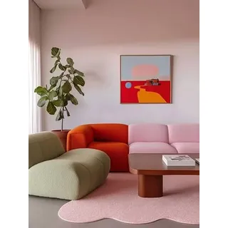 RugVista Olga In & Outdoor-Teppich, 80 x 300 cm, Rosa | Moderne, Niedriger Stapel, Nur Handwäsche, Oeko-Tex 100, UV-beständig, Diele, Patio