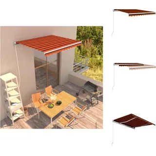 vidaXL Einziehbare Markise Handbetrieben 300 x 250 cm Orange und Braun - Markisen - Orange, Braun, Weiß