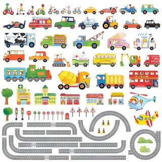DECOWALL SG3-1404P1405 Straßen Transporte Autos Fahrzeuge Wandtattoo Wandsticker Wandaufkleber Wanddeko für Wohnzimmer Schlafzimmer Kinderzimmer