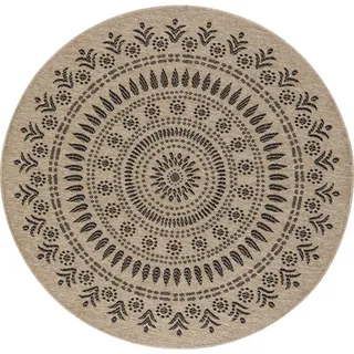 Livabliss Outdoorteppich Vera Rund Jute-Optik Ø 100 cm Beige , Textil , Grafikmuster , 100x100 cm , Oeko-Tex® Standard 100 , in verschiedenen Größen erhältlich , Teppiche und Böden, Teppiche, Outdoorteppiche
