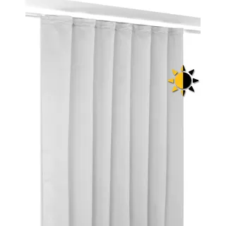 BEAUTEX Verdunkelungsgardine mit Kräuselband U-Band, Blackout Vorhang Blickdicht abdunkelnd, Größe und Farbe wählbar (Breite: 140 cm, Höhe: 145 cm, Hellgrau)