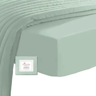 Pizuna 400 Baumwoll-Spannbetttuch 190x200-200x200cm Meeresschaum, 100% langes Baumwoll-Spannbetttuch, weiches Mako-Satin-Gewebe für bis zu 40 cm Matratzenhöhe (100% Baumwollbettlaken)