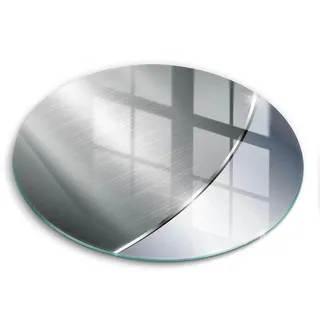Wallfluent Glasplatte Ø 40 cm Metallische Muster Abstraktion , Platinfarben , Glas , Rund , 40x40 cm , Küchenzubehör, Schneidebretter