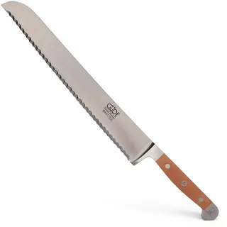 GÜDE Solingen - Brotmesser Linkshänder geschmiedet, 32 cm, Birnenholz, ALPHA BIRNE, Doppelkropf, Handmade Germany