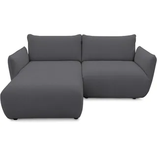 DOMO. collection Ecksofa Minas, kleines Modulsofa in L-Form mit Taschenfederkern und attraktiver Biese-Naht, Sofa, Polsterecke, Eckcouch 194 x 168 x 79 cm (BxTxH), dunkelgrau