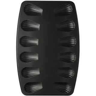 Zenker Madeleines Backblech, Backform mit Antihaftbeschichtung für 12 Bärentatzen, Form in schwarz für kleine Snacks (Kuchenform: ca. 390x260x10 mm), Menge: 1 Stück