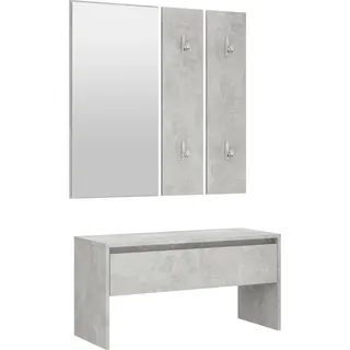 Garderoben-Set Betongrau Holzwerkstoff - Grau