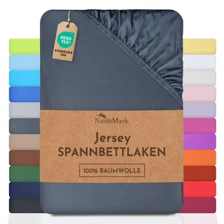 NatureMark Spannbettlaken Jersey 180 x 200 - 200 x 200 cm grau